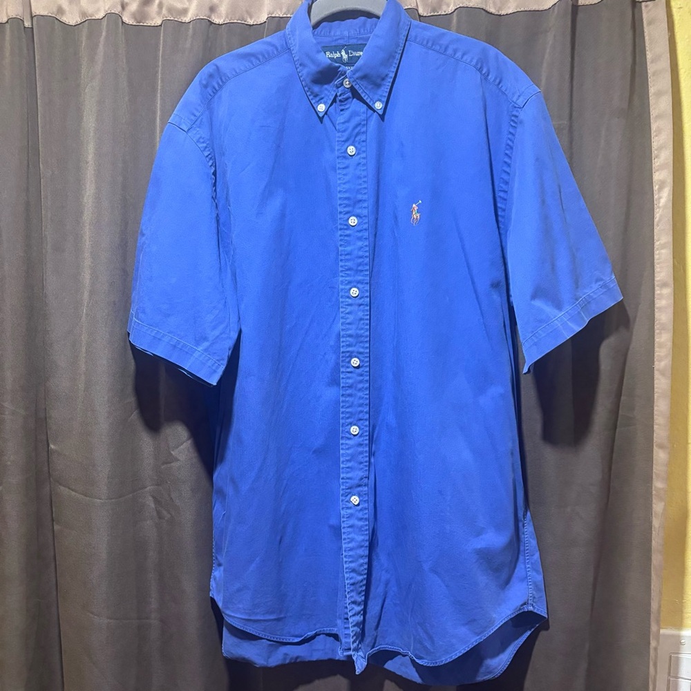 Ralph Lauren Men’s Navy Blue Blake Short Sleeve Button Shirt Size Medium